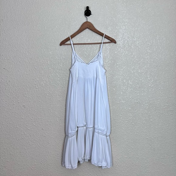 Cupcakes & Cashmere Crochet Frill Sundress Womens Medium White Drop Waist Coast - Picture 7 of 9